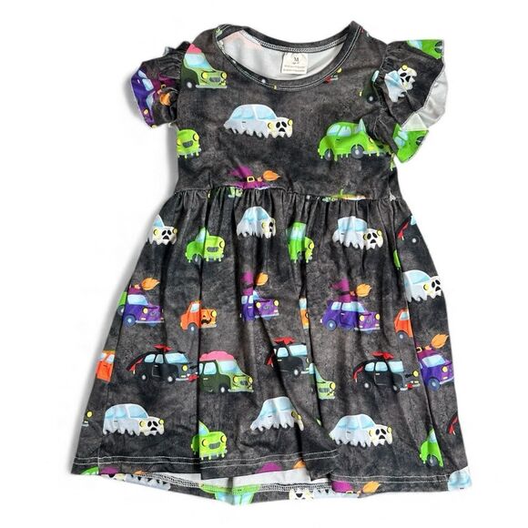 EUC Toddler Girls Colorful Halloween Print Twirl Dress - Size 3T - Picture 2 of 6